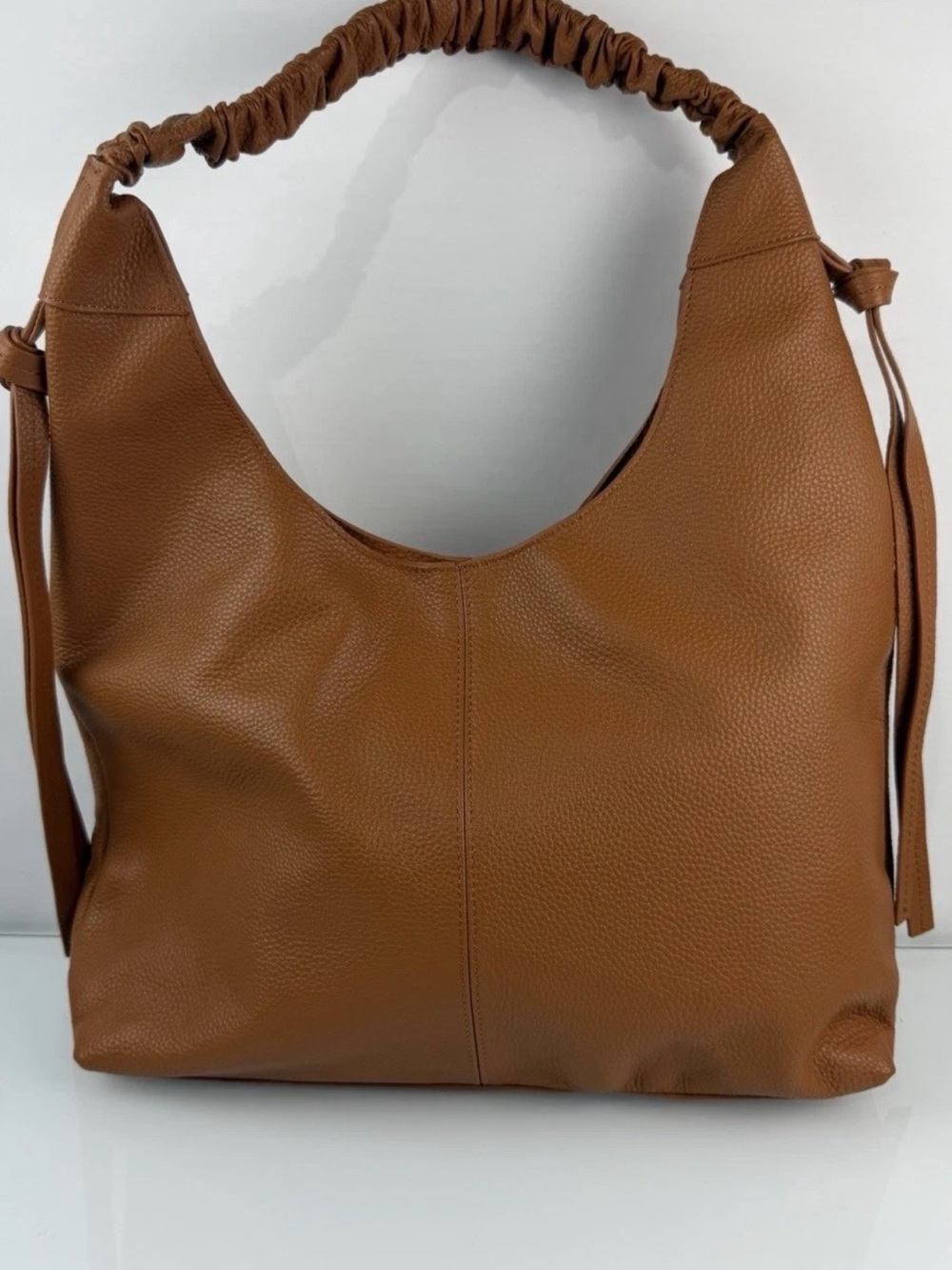 Laggo Hobo Shoulder Bag Purse Tote Genuine Leather Pebbled Brown